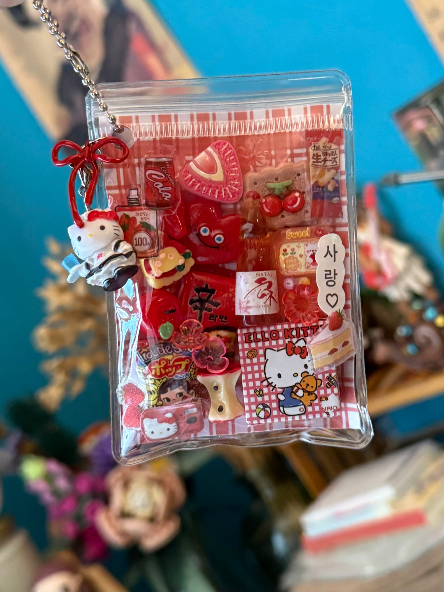 red trinket pouch keychain