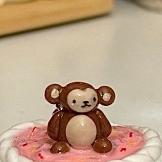 pink birthday cake keychain