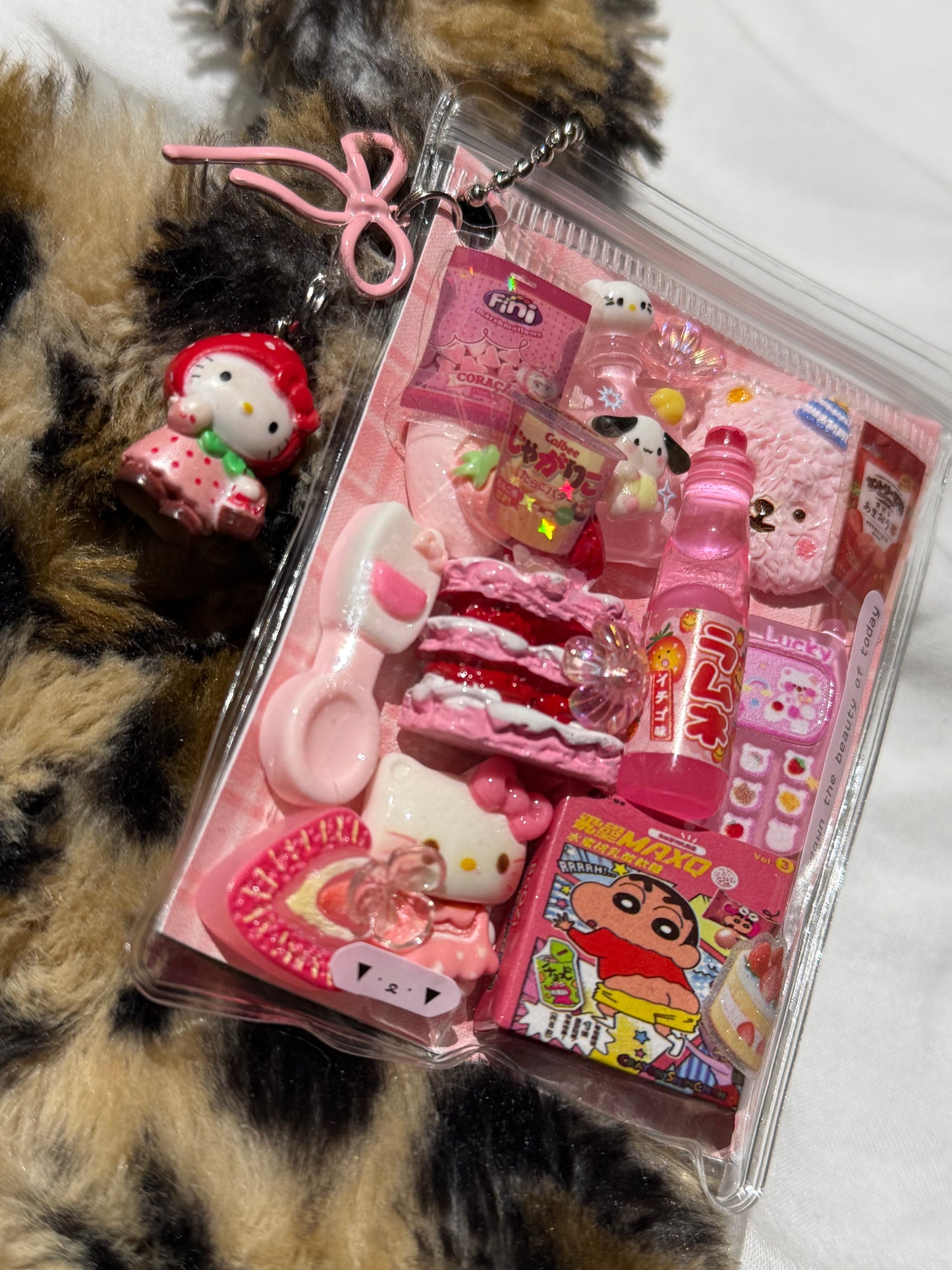 pink trinket pouch keychain