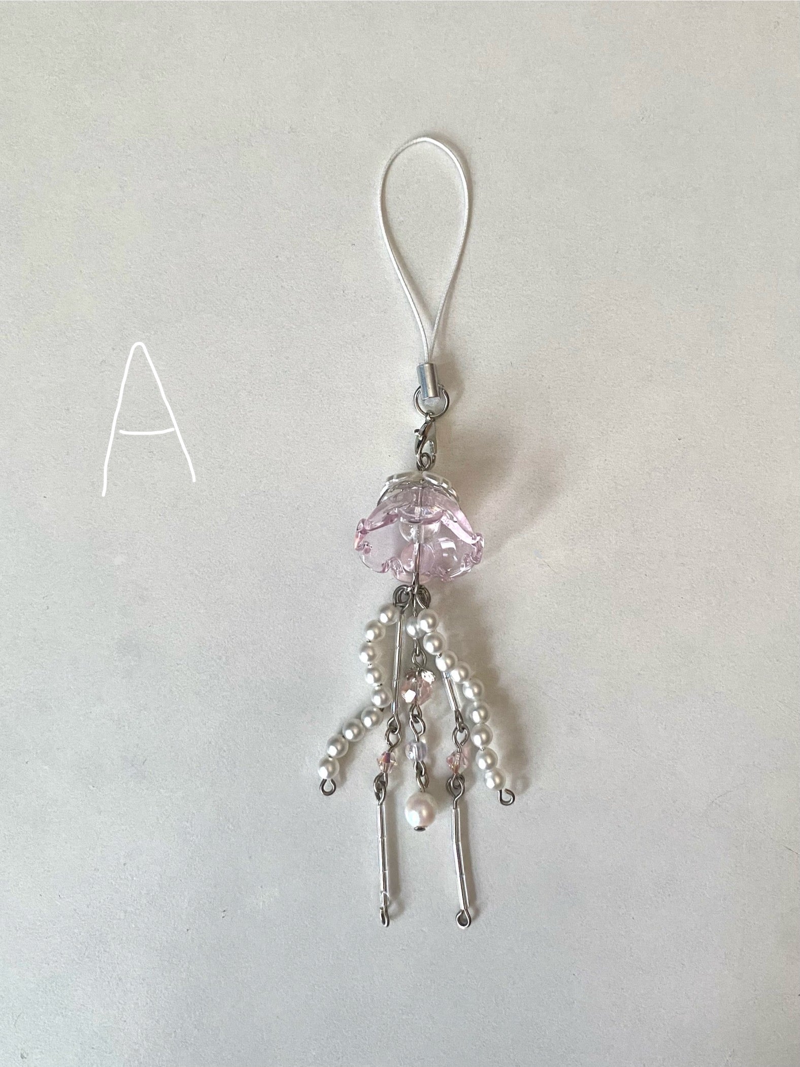 pink and pearl jellyfish phone charm/keychain