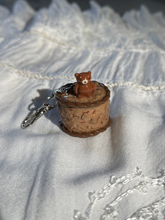 chocolate birthday cake keychain