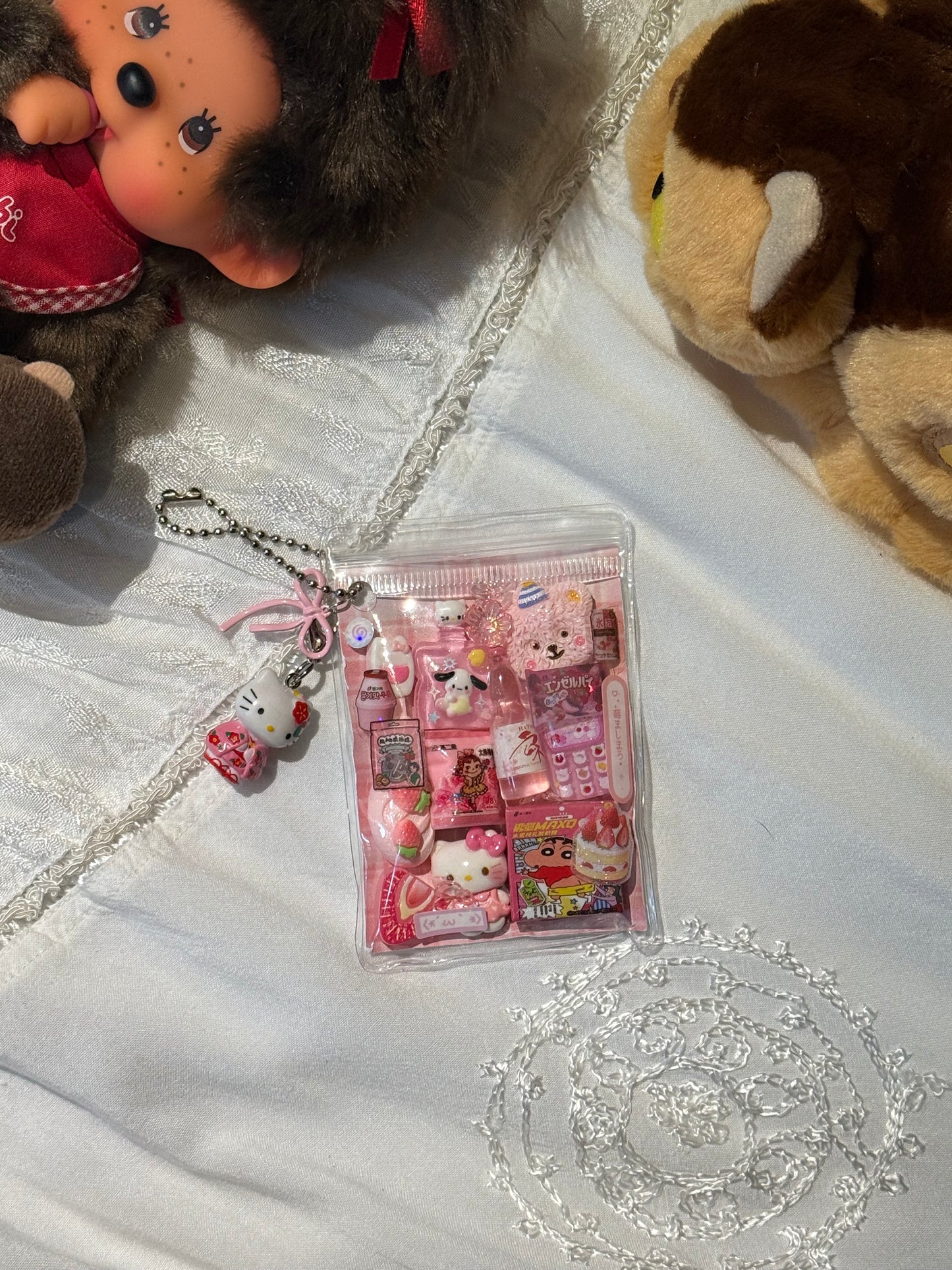 pink trinket pouch keychain