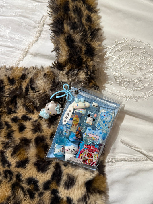 blue trinket pouch keychain