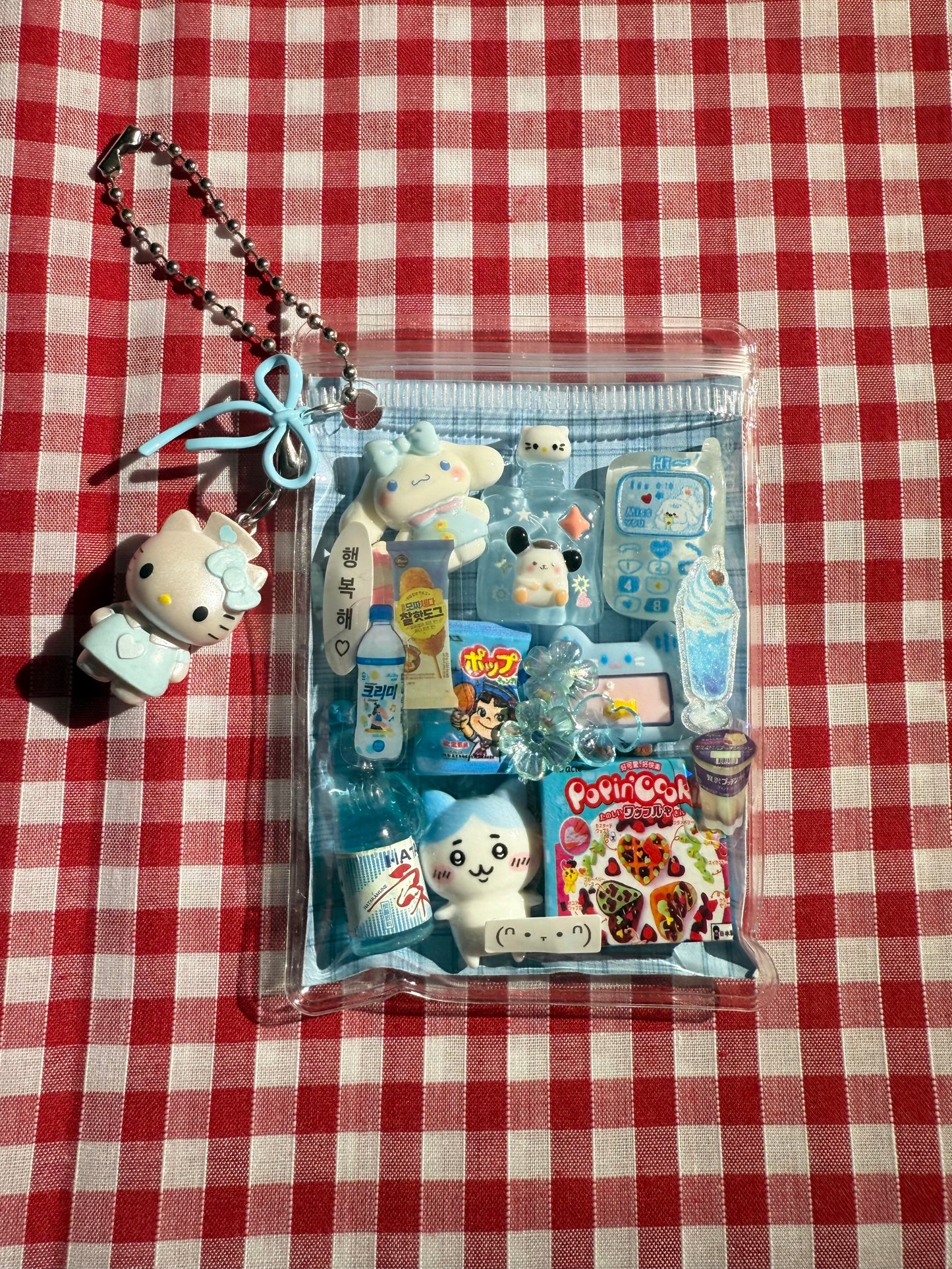 cute kawaii trinket keychain cinamoroll hello kitty miniature food charms melon cream soda keychain chiikawa charm