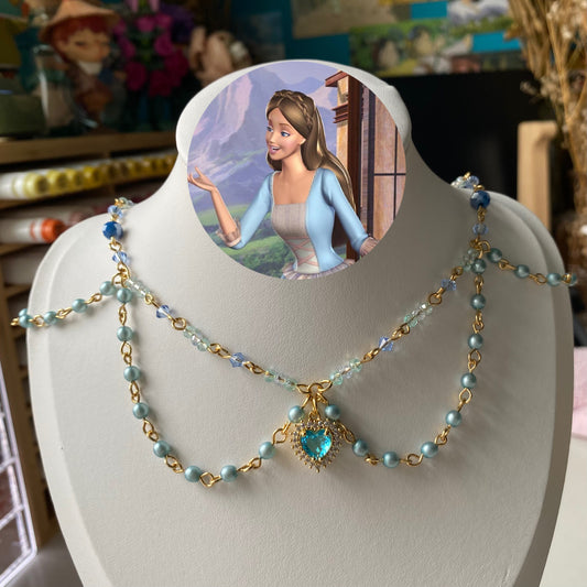 barbie as the princess and the pauper themed erika necklace blue and pearls